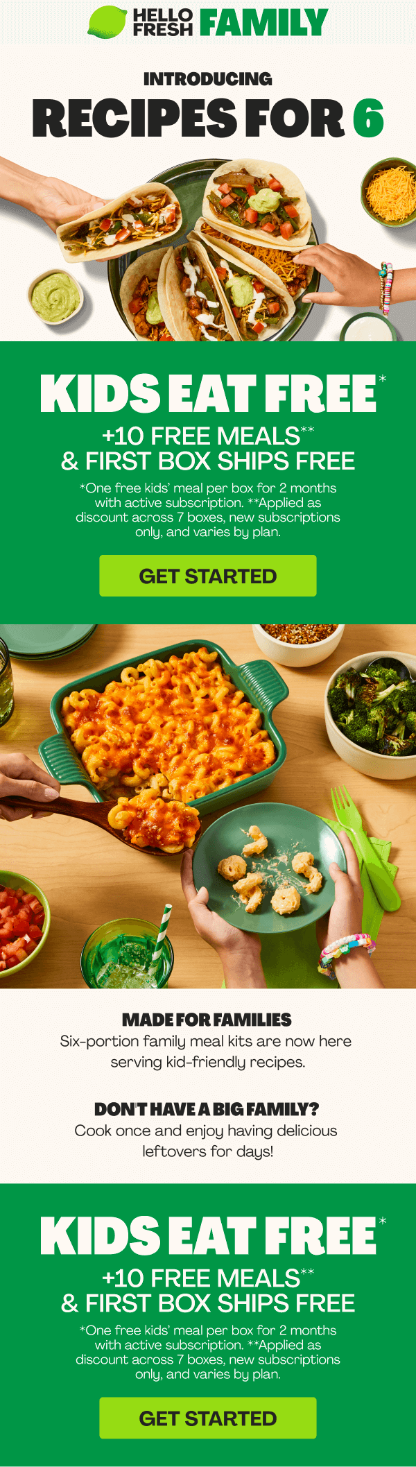 Get 10 FREE MEALS* + FIRST BOX SHIPS FREE + KIDS EAT FREE**