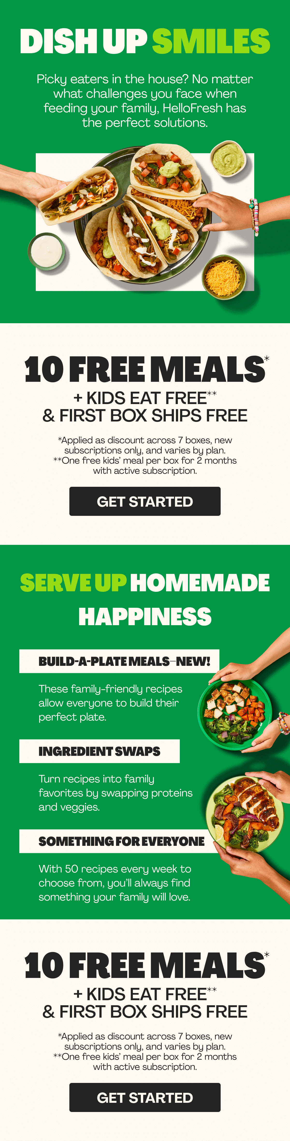 Get 10 FREE MEALS + First Box Ships Free + Kids Eat FREE!