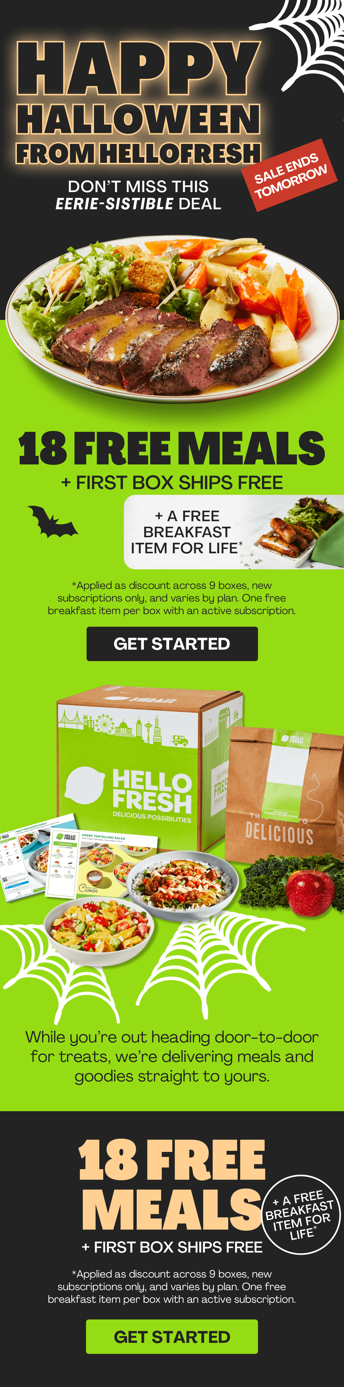 18 FREE MEALS + FIRST BOX SHIPS FREE + A FREE BREAKFAST ITEM FOR LIFE