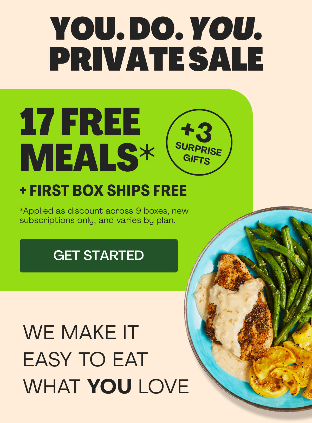 Get 17 FREE MEALS + FIRST BOX SHIPS FREE + 3 SURPRISE GIFTS!