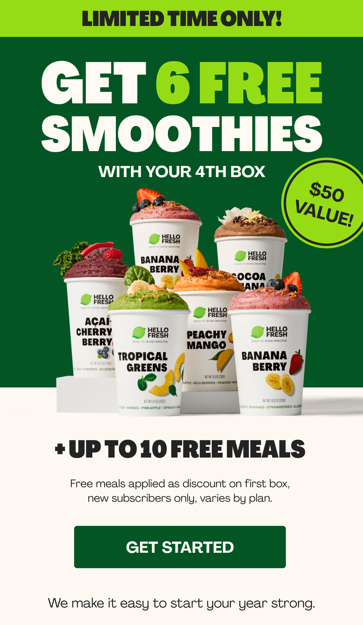 Get 6 FREE Smoothies (with your fourth box) & get up to 10 FREE MEALS!