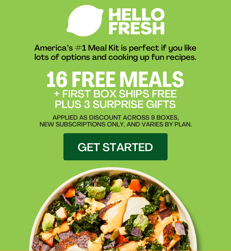 HelloFresh: Get 16 free meals + first box ships free + 3 surprise gifts