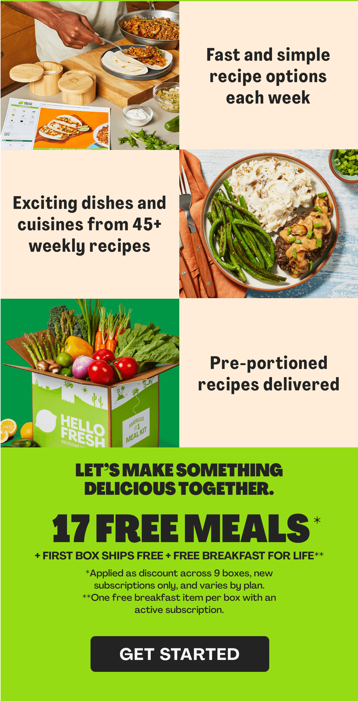 Get 17 FREE MEALS + FIRST BOX SHIPS FREE + FREE BREAKFAST FOR LIFE!